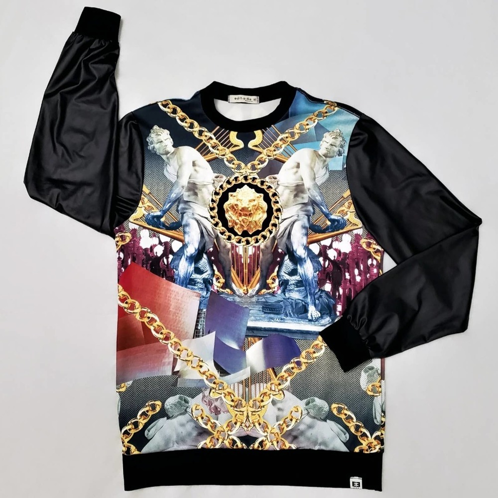 Epitome Roman Gold Chain Long Sleeves Polyblend Pullover Shirt Size Medium USA